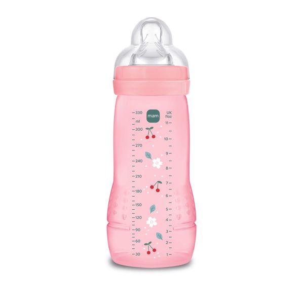 Mam biberon easy active 330 ml, biberon mam per bambini attivi ergonomico e pratico, rosa, 4+ mesi - Mam