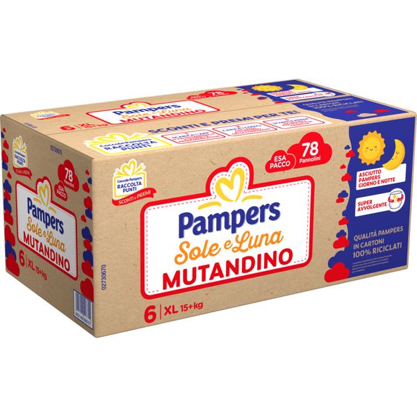 Pannolino sole & luna mutandino esa taglia 6 15+kg 78 pz - pampers - Pampers