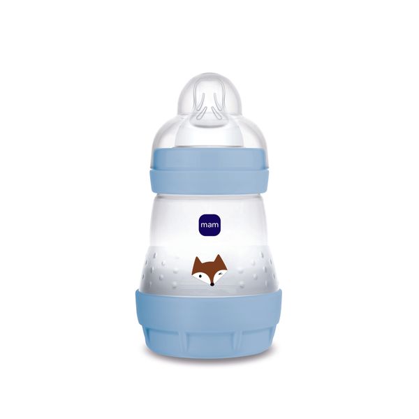 Mam biberon easy start 160 ml, biberon anticolica per allattamento misto che riduce le bolle d'aria e il rischio di coliche, azzurro - Mam
