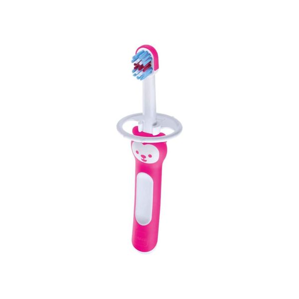 Mam baby's brush, spazzolino denti bambini 6+ mesi con impugnatura antiscivolo, spazzolino setole morbide per i primi dentini, rosa - Mam