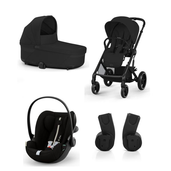 Trio balios s lux blk moon black con navicella cots e seggiolino cloud g3 plus moon black + adatt. - Cybex