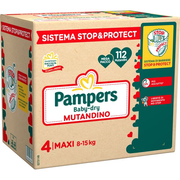 Pannolino baby-dry mutandino mega pacco taglia 4 8-15kg 112 pz - pampers - Pampers