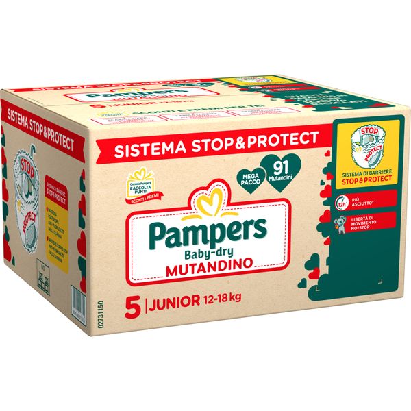 Pannolino baby-dry mutandino mega pacco taglia 5 12-18kg 91 pz - pampers - Pampers