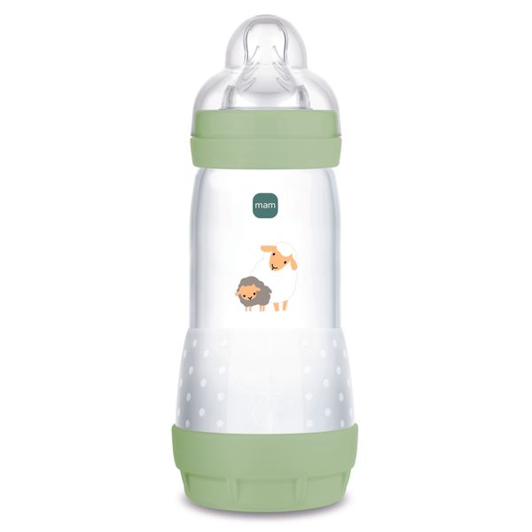 Mam biberon easy start 320 ml, biberon anticolica per allattamento misto, riduce le bolle d'aria e il rischio di coliche, verde, 4+ mesi - Mam