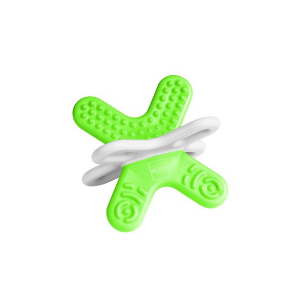 Mam bite & relax fase 2 mini dentaruolo, massaggia gengive neonati 4+ mesi, con sterilizzatore portatile per microonde, azzurro - Mam