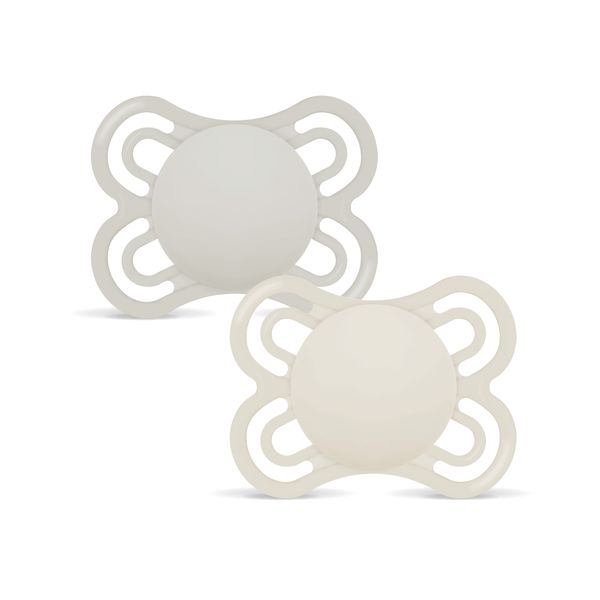 Mam perfect confezione doppia succhietto 2-6 mesi (set da 2), ciuccio mam 2-6 mesi in silicone per un sano sviluppo orale, neutro - Mam