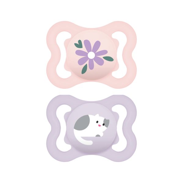 Mam air succhietto 2-6 mesi (set da 2), ciuccio mam 2-6 mesi per pelli sensibili e delicate, rosa/viola - Mam