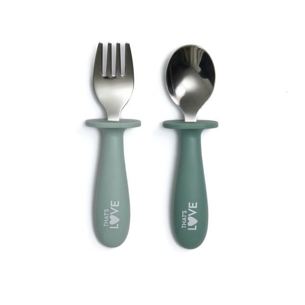 Cucchiaio e forchetta inox 18 m+ green - that's love - That's Love
