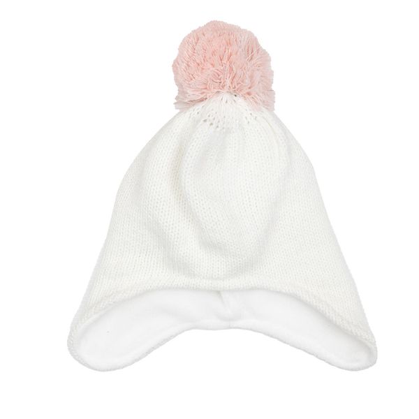 Peruviano invernale bambina bianco con ponpon rosa - Mawi