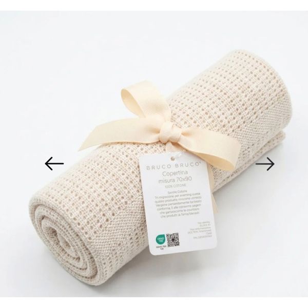 Copertina culla in cotone traforato panna – bruco bruco - Ellepi