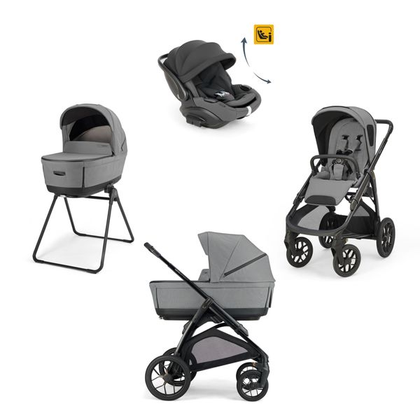 Aptica xt system quattro - canyon grey con telaio black e seggiolino auto darwin infant recline evo - inglesina - Inglesina