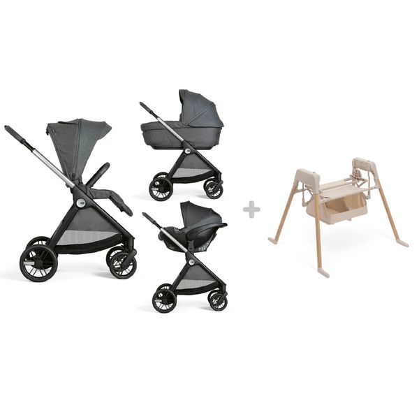 Chicco - trio bellagio 2 gc kory plus  black satin + e-lullaglide stand  natural - 