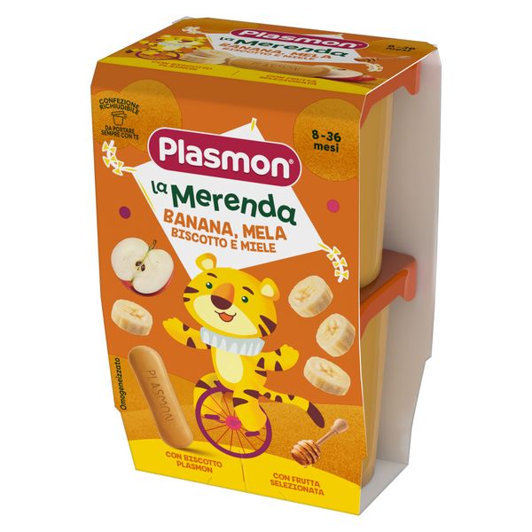 Merenda banana - mela - biscotto - miele - 2x120g  plasmon - Plasmon