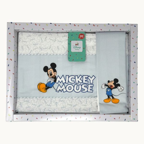 Ellepi - baby disney completo lenzuola 3 pezzi lettino stampa mickey mouse 120x180 - Disney