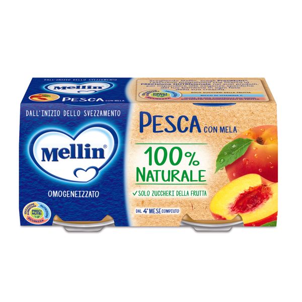 Omogeneizzato di pesca con mela 2x100 gr - mellin - Mellin