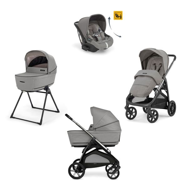 Sistema modulare aptica system quattro - platinum grey con telaio litio e seggiolino auto darwin infant recline - inglesina - Inglesina