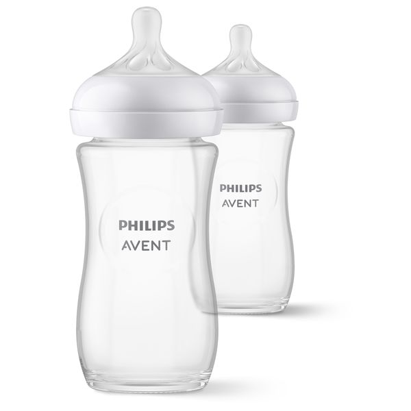Biberon natural response set 2 biberon in vetro 240ml tettarella a flusso medio 1m+ 3-6 mesi - philips avent - Avent
