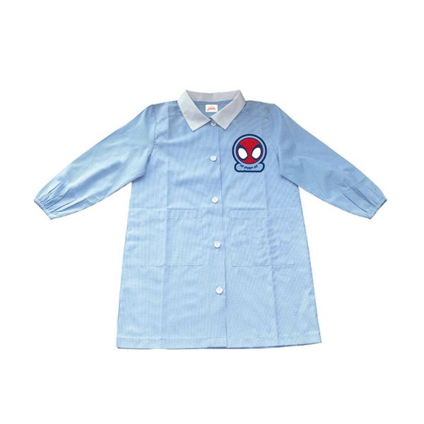 Grembiule asilo spidey bambino azzurro vichy con colletto bianco - coriex - Disney