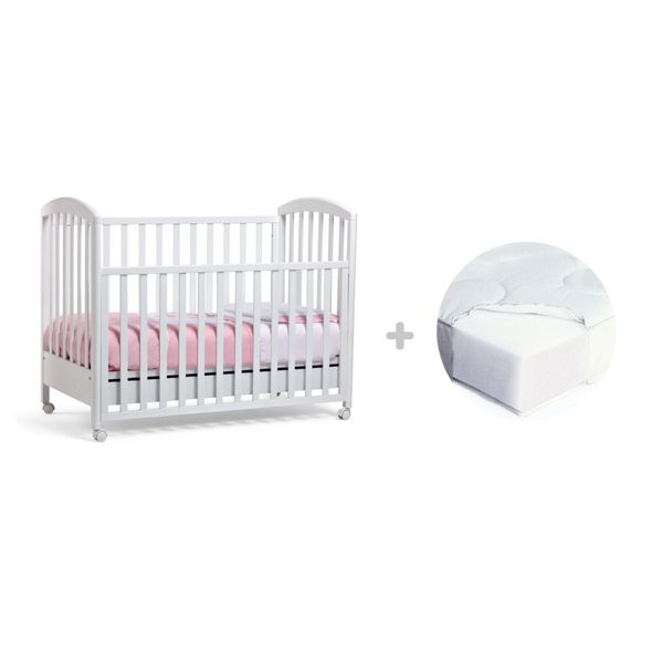 Giordani - lettino alice bianco +materasso trapuntato sfoderabile 60x125 - 