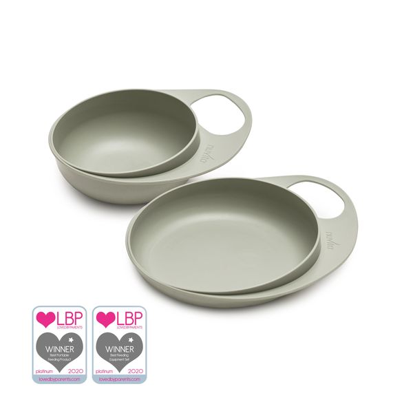 Set piattino e ciotola per svezzamento easy eating - 8461 / sage green - nuvita - Nuvita