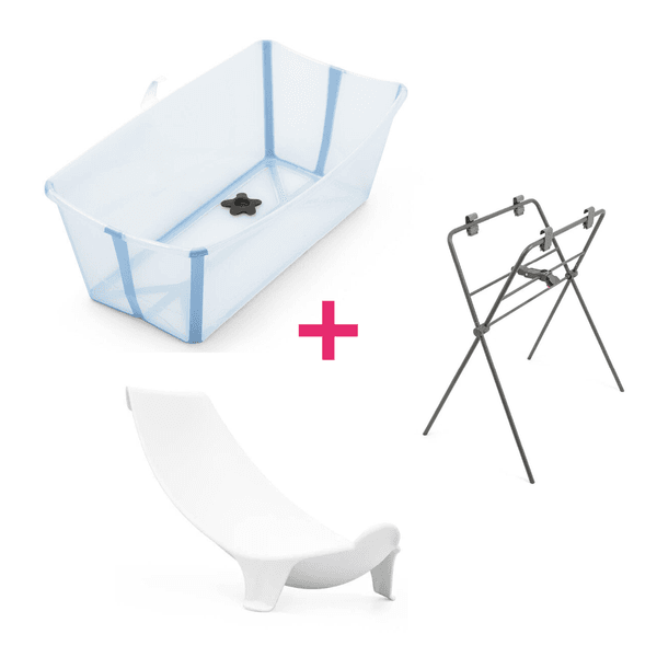Stokke - flexi bath ocean blue + flexi bath stand + flexi bath support - 