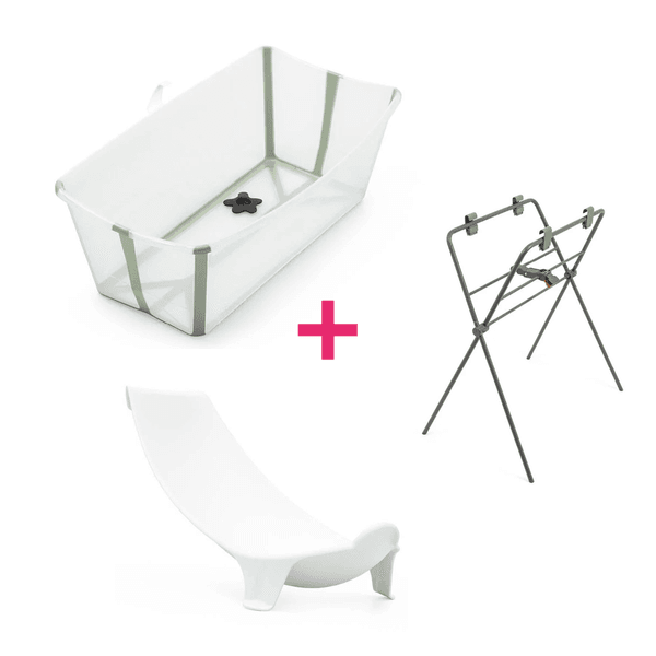 Stokke - flexi bath trasparent green + flexi bath stand + flexi bath support - 