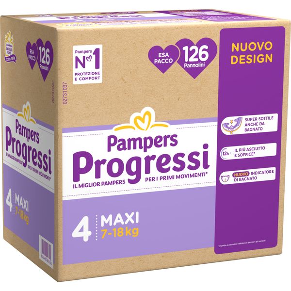 Pannolini progressi maxi taglia 4 (7-18 kg) – x126 - pampers - Catalogo Pampers