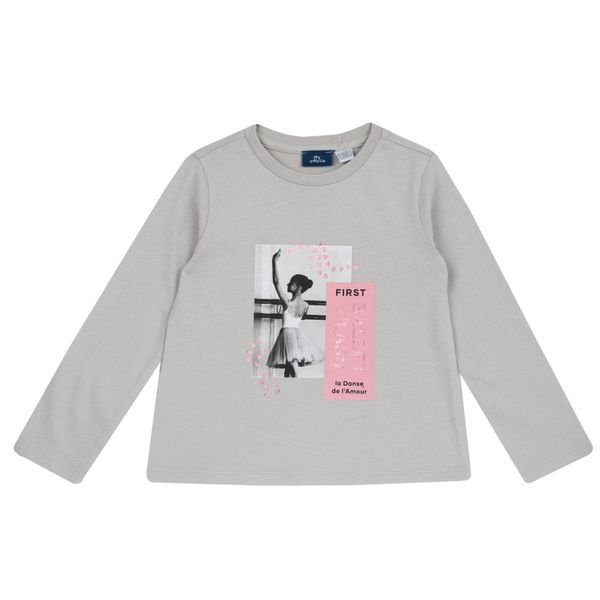 T-shirt chicco maniche lunghe grigia per bambina con stampa ballerina - Chicco