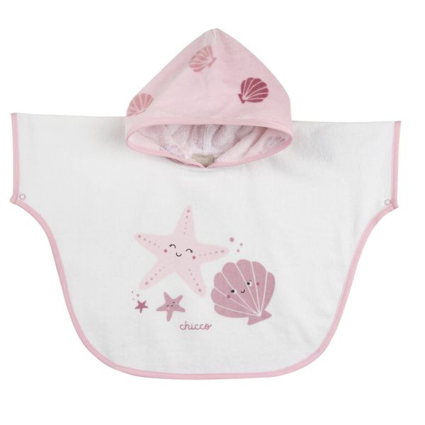 Poncho bagno neonata chicco bianco e rosa - Chicco