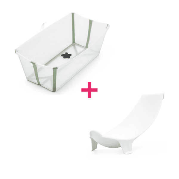 Stokke - flexi bath trasparent green + flexi bath support - 