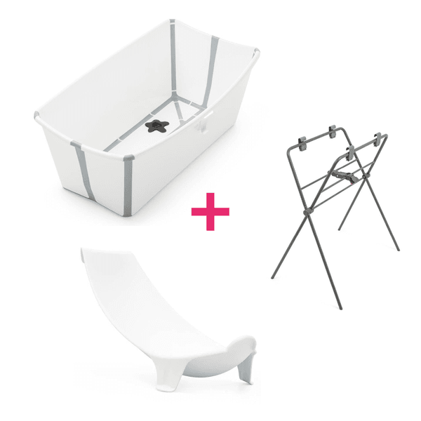 Stokke - flexi bath white c/tappo termo + flexi bath stand + flexi bath support - 