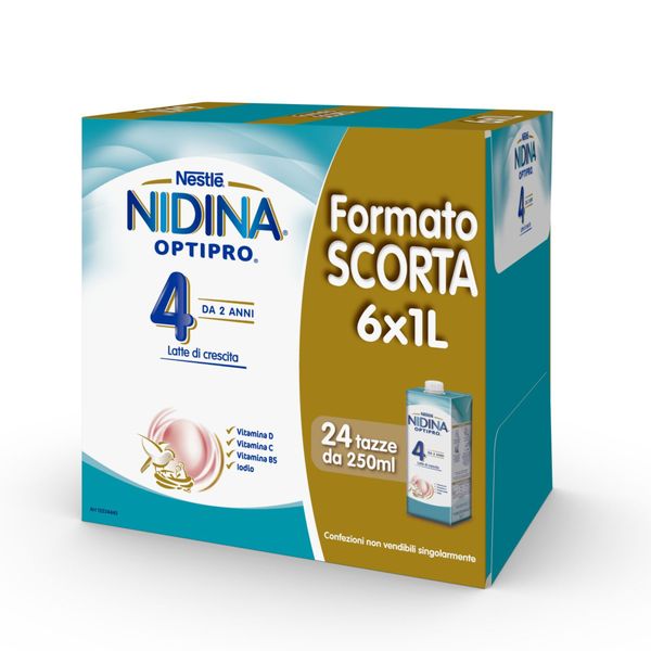 Latte crescita liquido nidina optipro 4 - formato scorta 6x1l - nestlè - Nestle'
