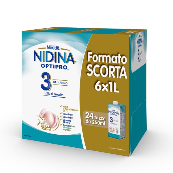 Latte crescita liquido nidina optipro 3 - formato scorta 6x1l -nestlè - Nestle'