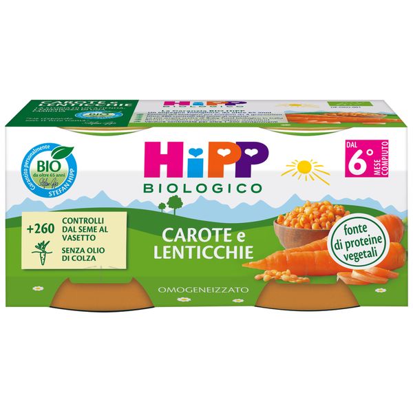 Omogeneizzato bio carote e lenticchie 2x80g - Hipp