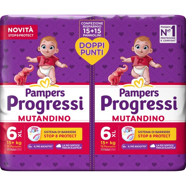 Progressi mutandino extra large taglia 6 pacco doppio 30 pezzi - pampers - PAMPERS