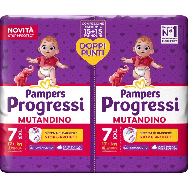 Progressi mutandino 6 xxl pacco doppio 15kg+ - 30 pz - pampers - PAMPERS