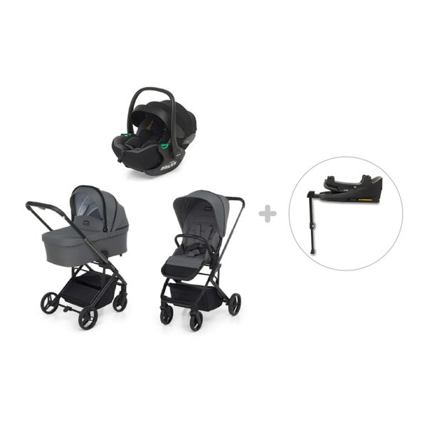Foppapedretti - trio tictoc stone + seg rek grey+ adattatore e rek i-size base rotante - 