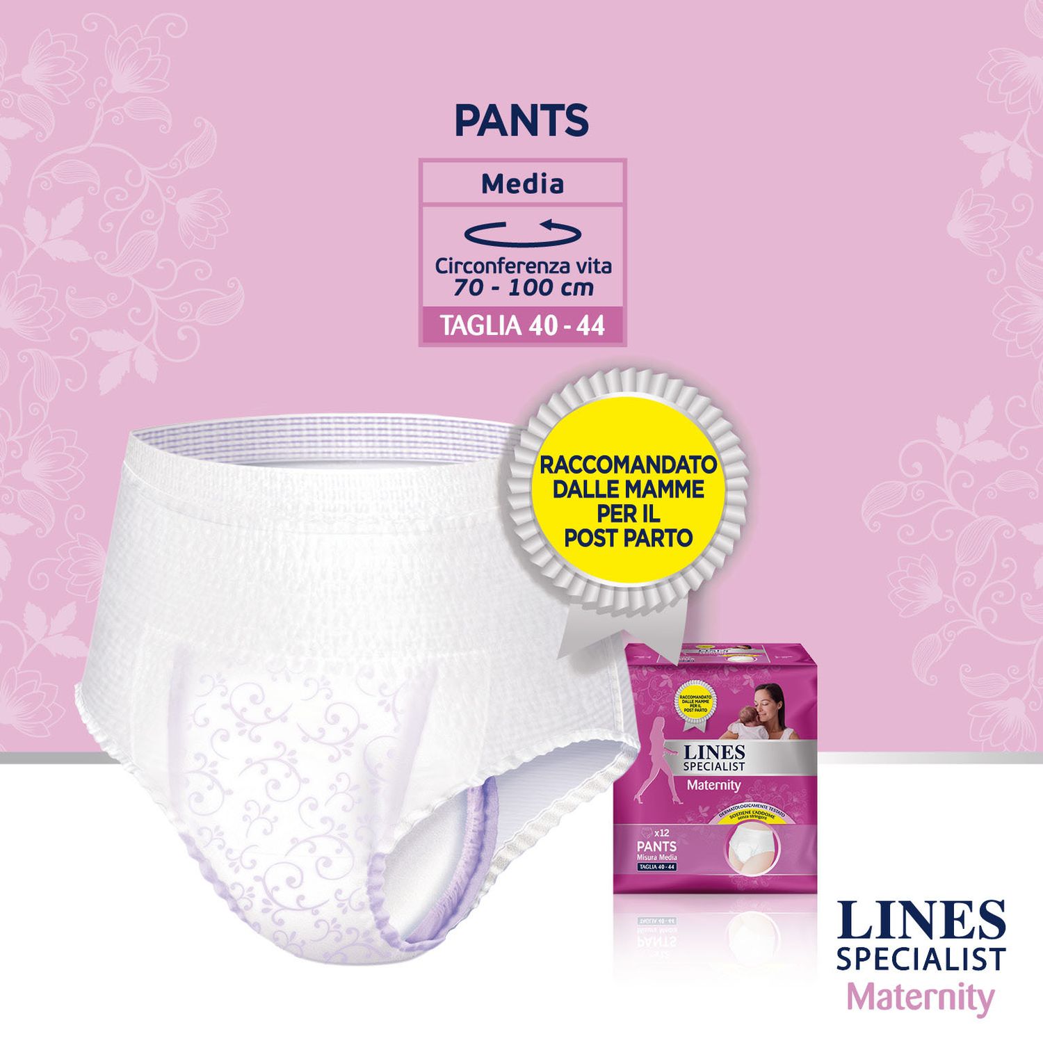 Lines specialist maternity mutandine assorbenti post parto misura media - 12 pz - Lines