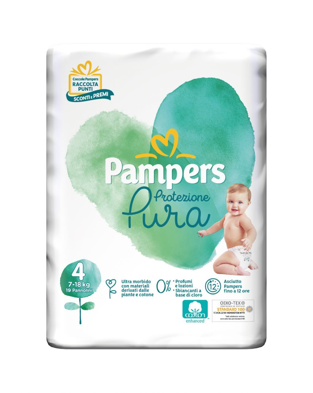 Pampers naturello 0% profumo, taglia 4 (7-18 kg) - 19 pz - Catalogo Pampers