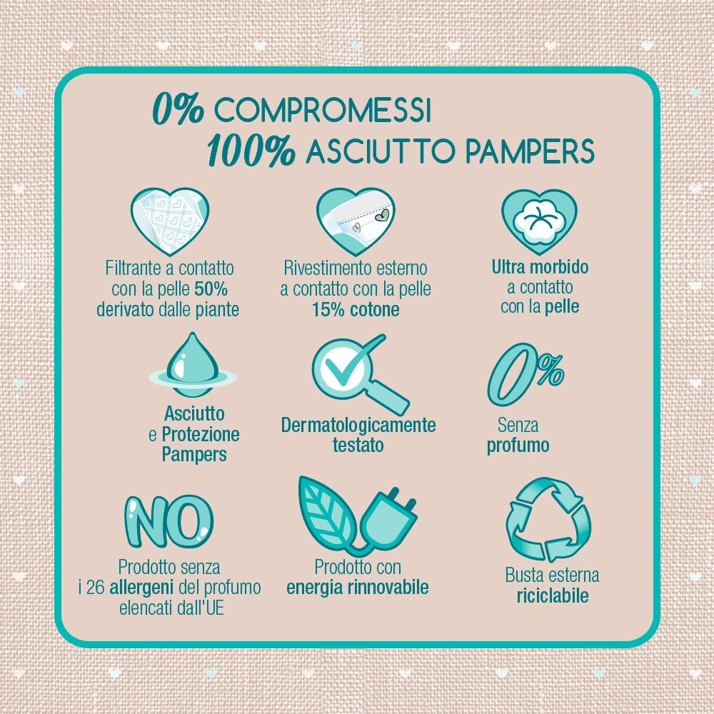 Pampers naturello 0% profumo taglia 2 (3-6 kg) - 27 pz - Catalogo Pampers