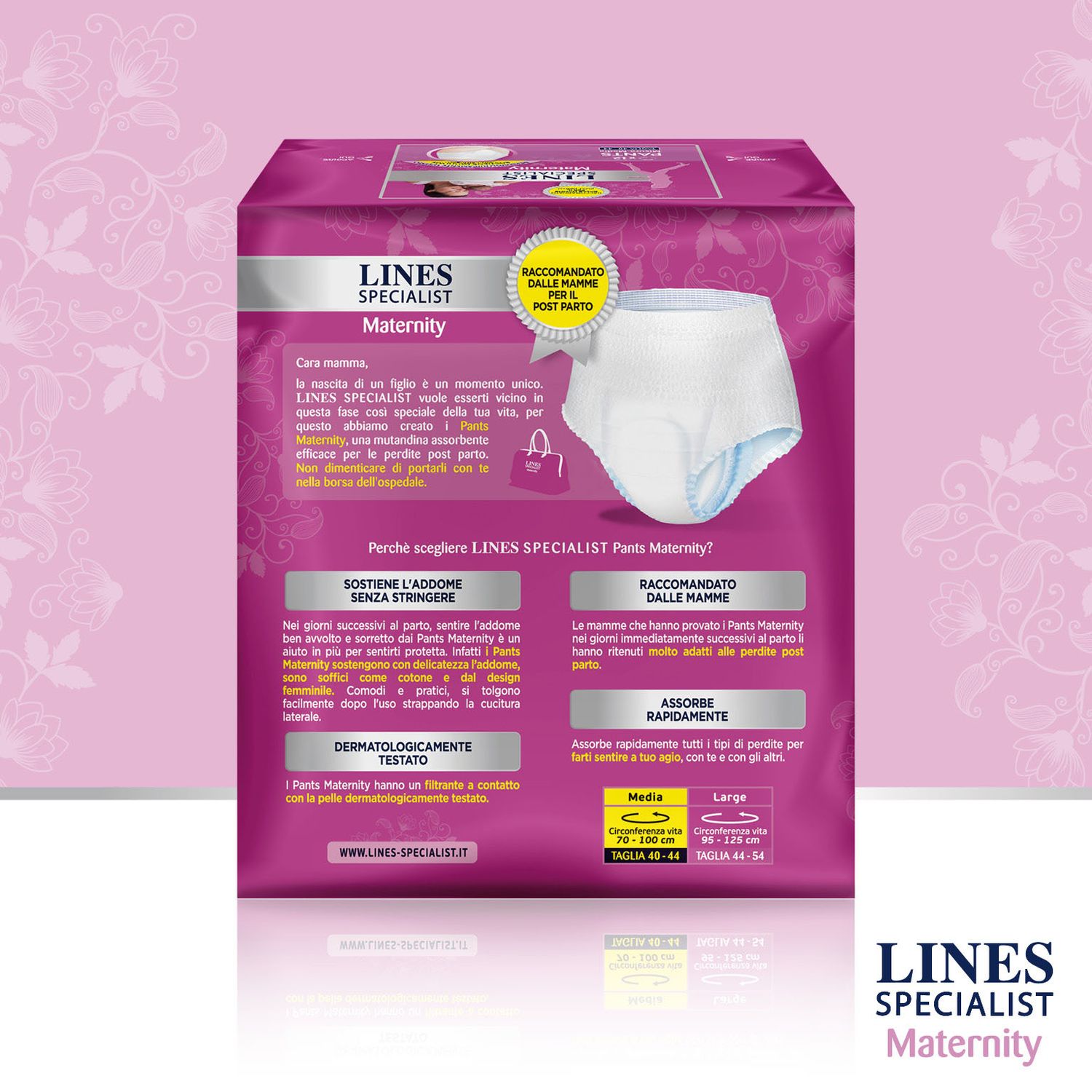 Lines specialist maternity mutandine assorbenti post parto misura media - 12 pz - Lines