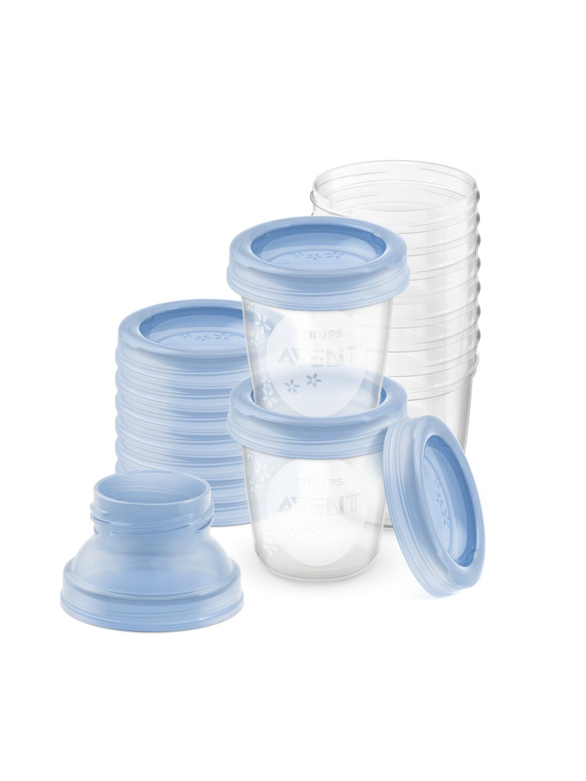 Philips avent set con 10 vasetti da 180ml per la conservazione di latte e pappe e 2 adattatori - Philips avent
