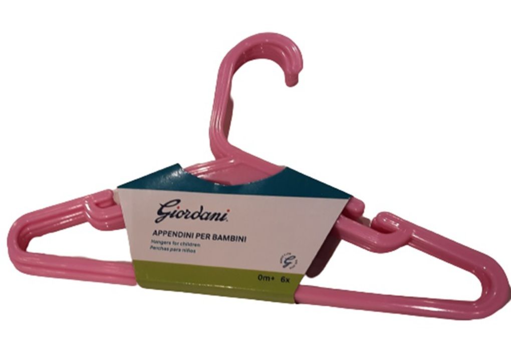 Appendi abiti in plastica rosa 6 pz - Giordani