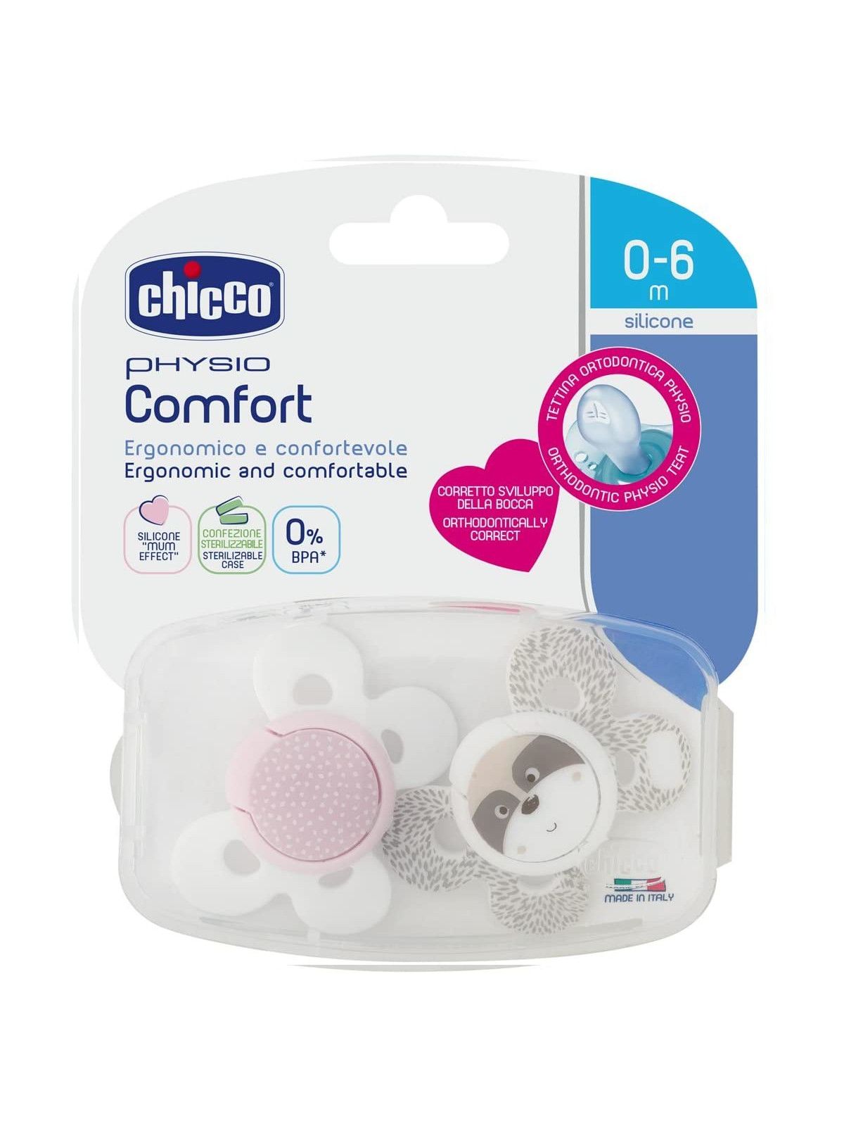 Succhietto comfort girl silicone 0-6 mesi 2 pz  <strong>colori assortiti</strong> - Chicco