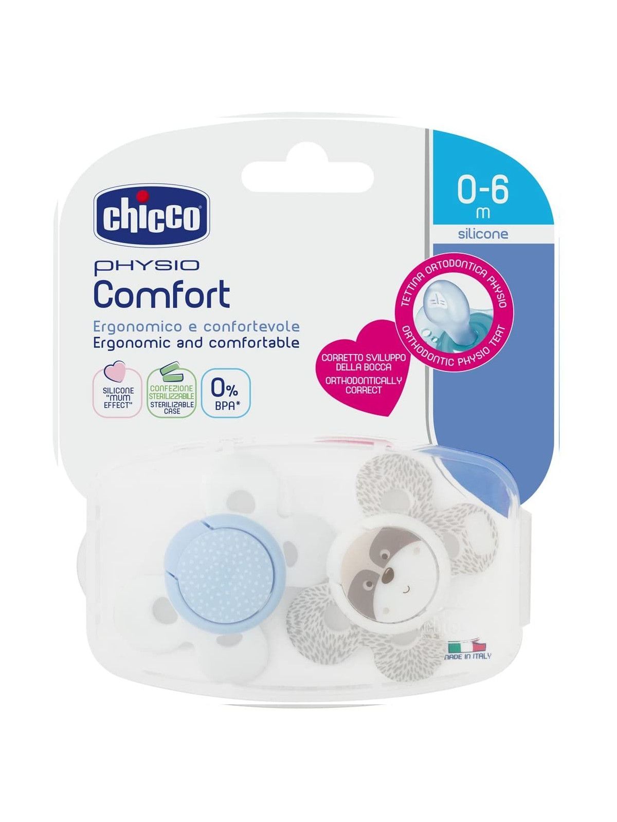 Succhietto comfort boy 0-6 mesi 2 pz <strong>colori assortiti</strong> - Chicco