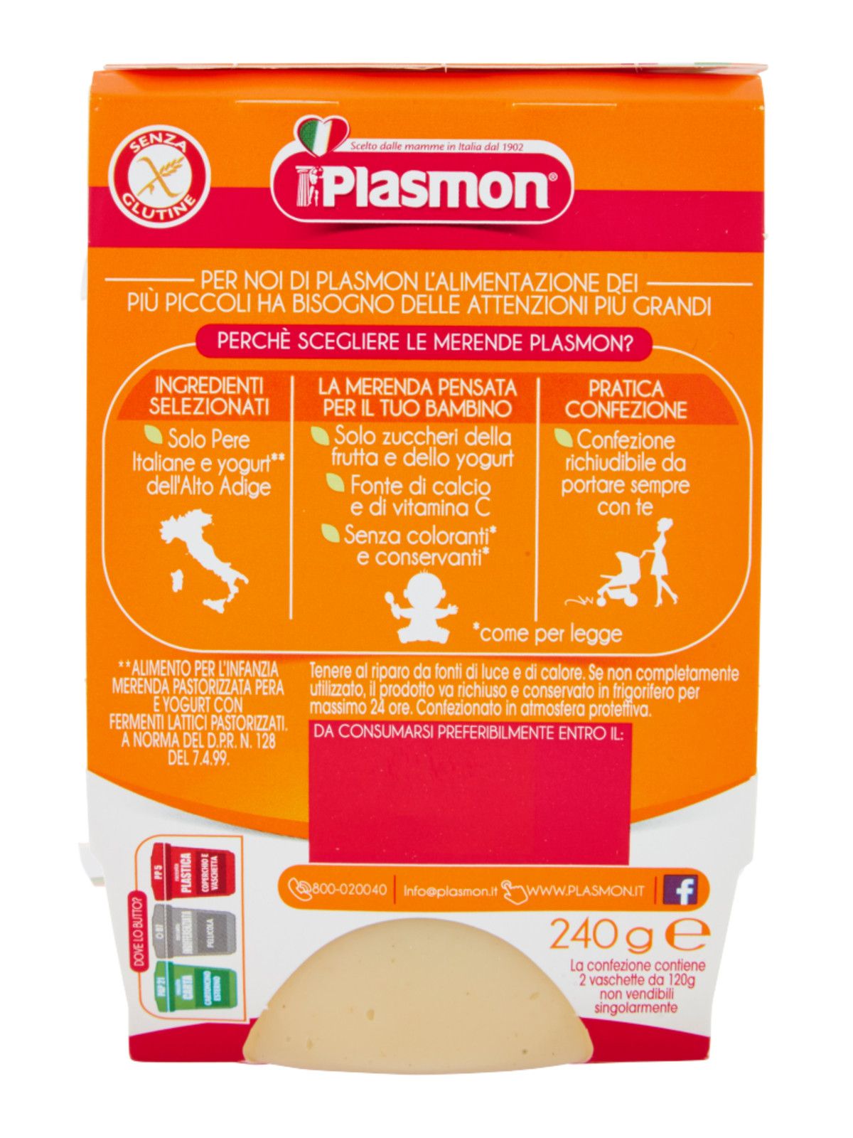 Plasmon - sapori di natura pera - yogurt- 2x120g - Plasmon