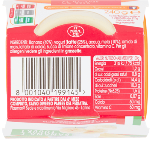 Plasmon - sapori di natura banana- yogurt - 2x120g - Plasmon