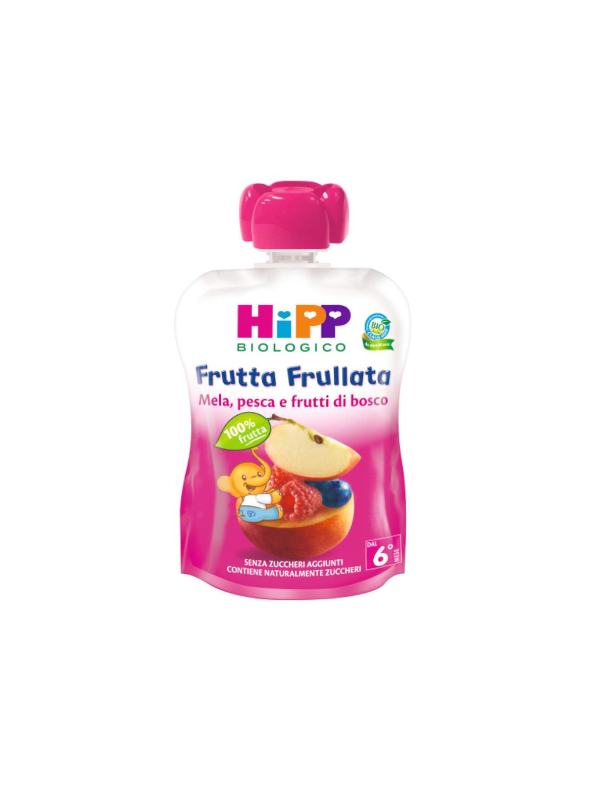 Frutta frullata mela pesca frutti di bosco 90g - Hipp