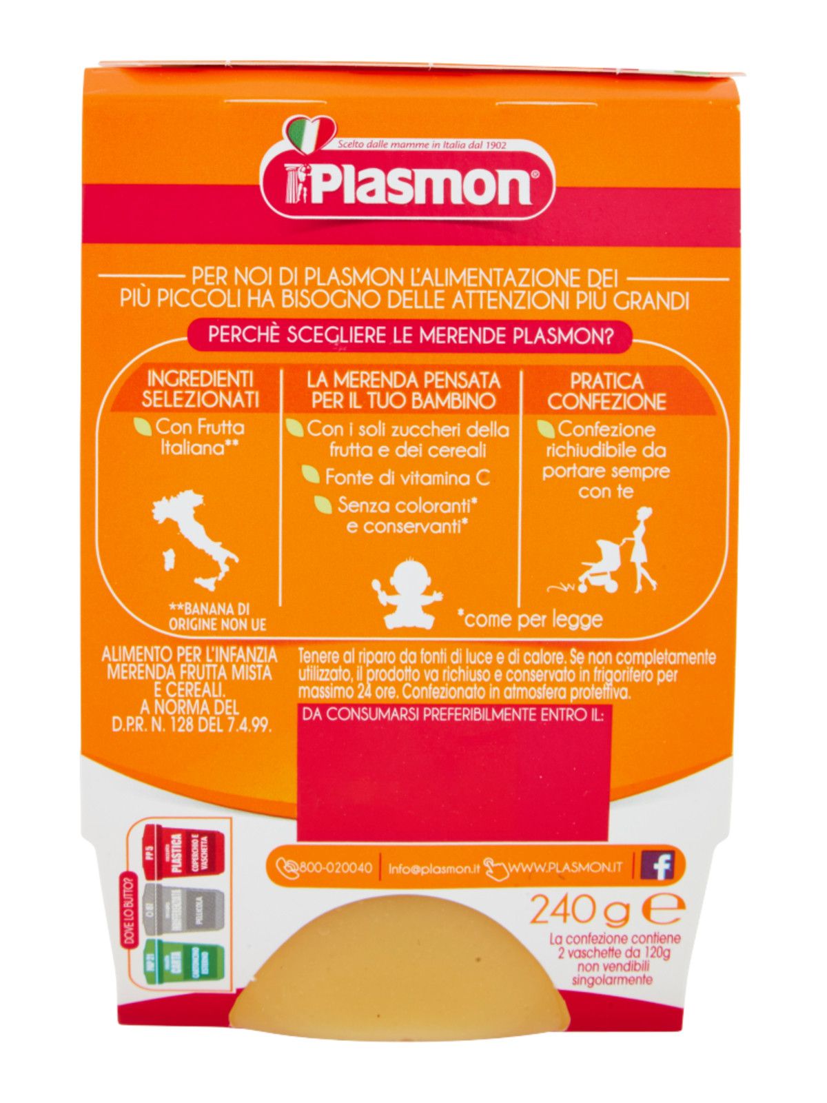 Plasmon - merende frutta - cereali - 2x120g - Plasmon