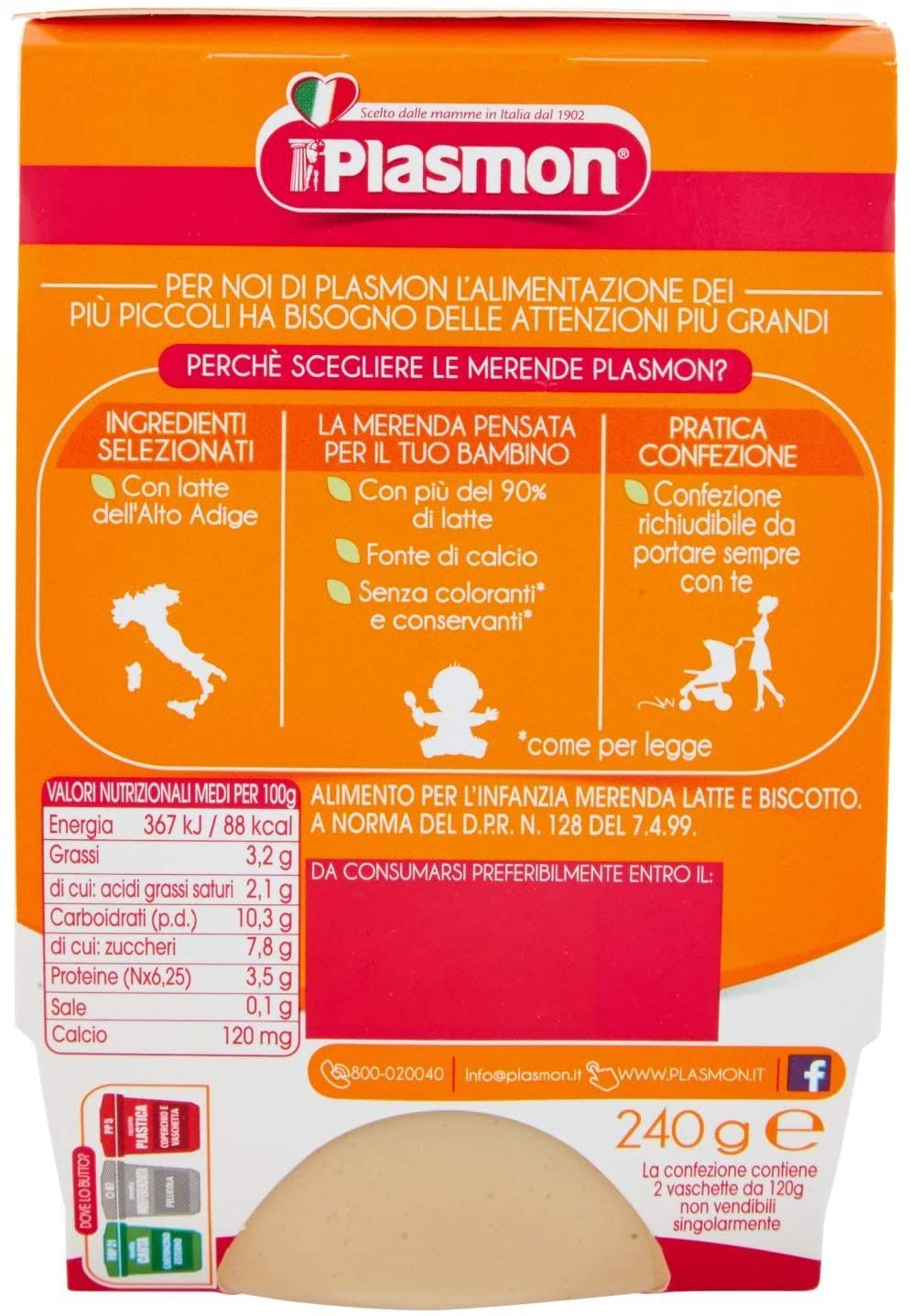Plasmon - merenda latte biscotto - 2x120g - Plasmon